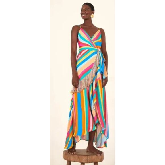 Farm Rio Striped Scarf Wrap Dress Sz. S - Picture 1 of 6